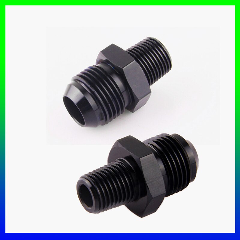 Black Straight Thread AN Flare to NPT Male Adapter Fuel Oil Air Hose