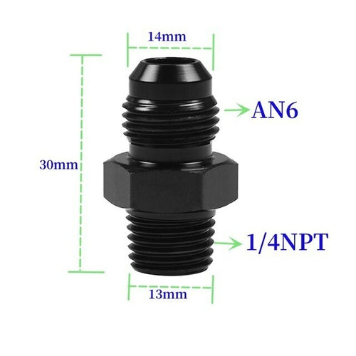 Black Straight Thread AN Flare to NPT Male Adapter Fuel Oil Air Hose