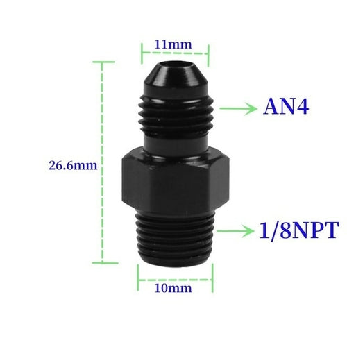 Black Straight Thread AN Flare to NPT Male Adapter Fuel Oil Air Hose