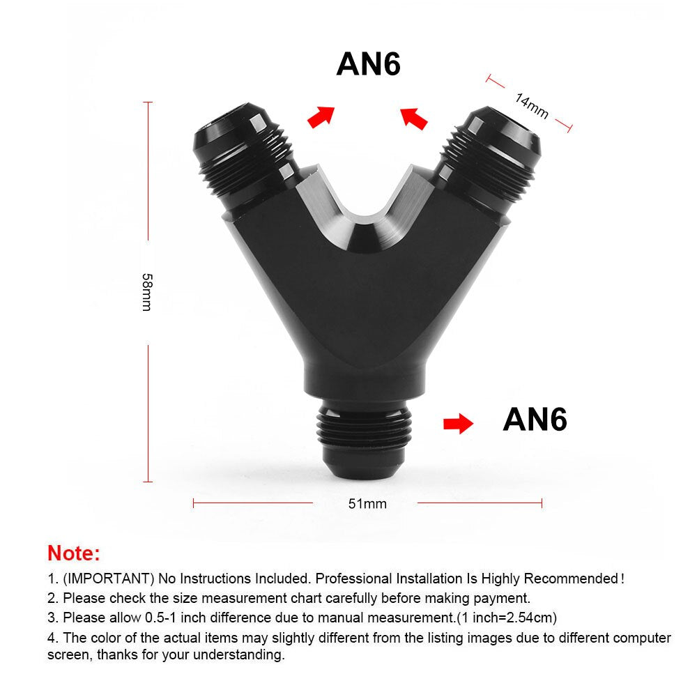 Y Adapter 3 Way Aluminium Fitting An6 6-an Male To 2x An6 6-an Male